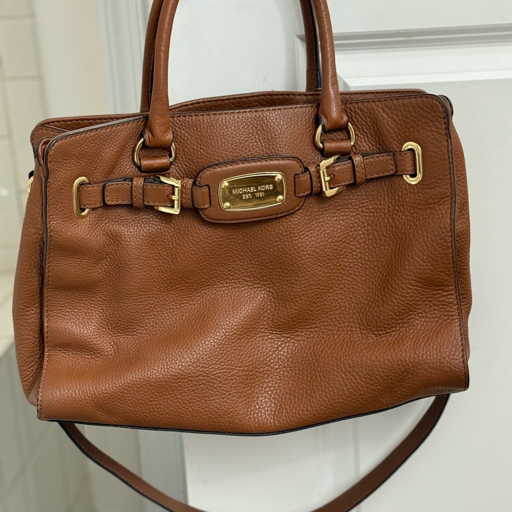 Michael Kors Tan Satchel with Gold Accents